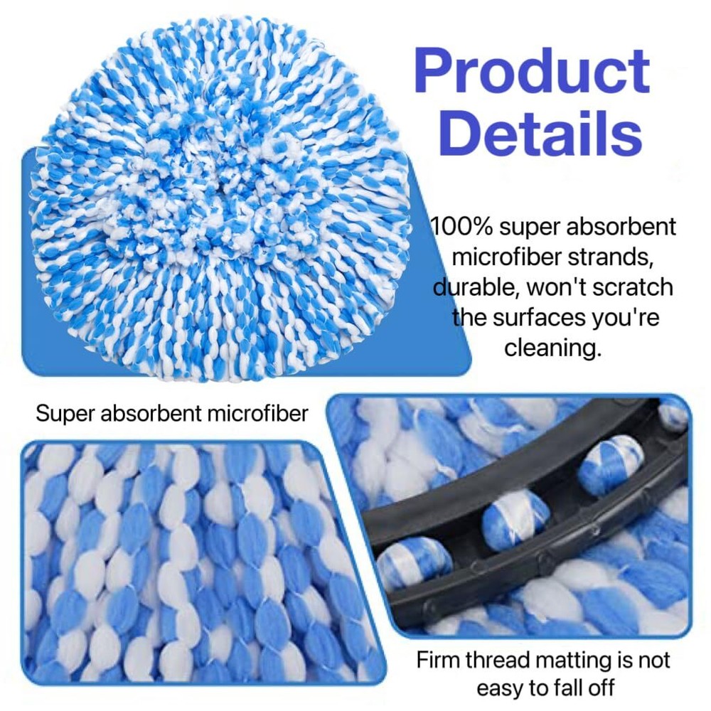 6 Pack Spin Mop Heads Replacements For Rinseclean 2 Tank Systemmicrofiber Mop Re