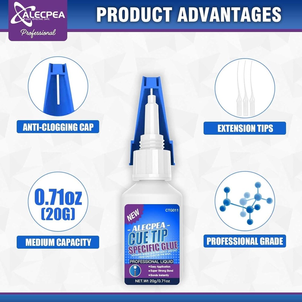 Versatile Quick-Dry Pool Cue Tip Adhesive 20g - Effortless Maintenance Solutions