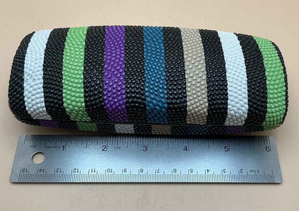 Multicolored Unbranded Beaded Stripped Hard Sunglass Case