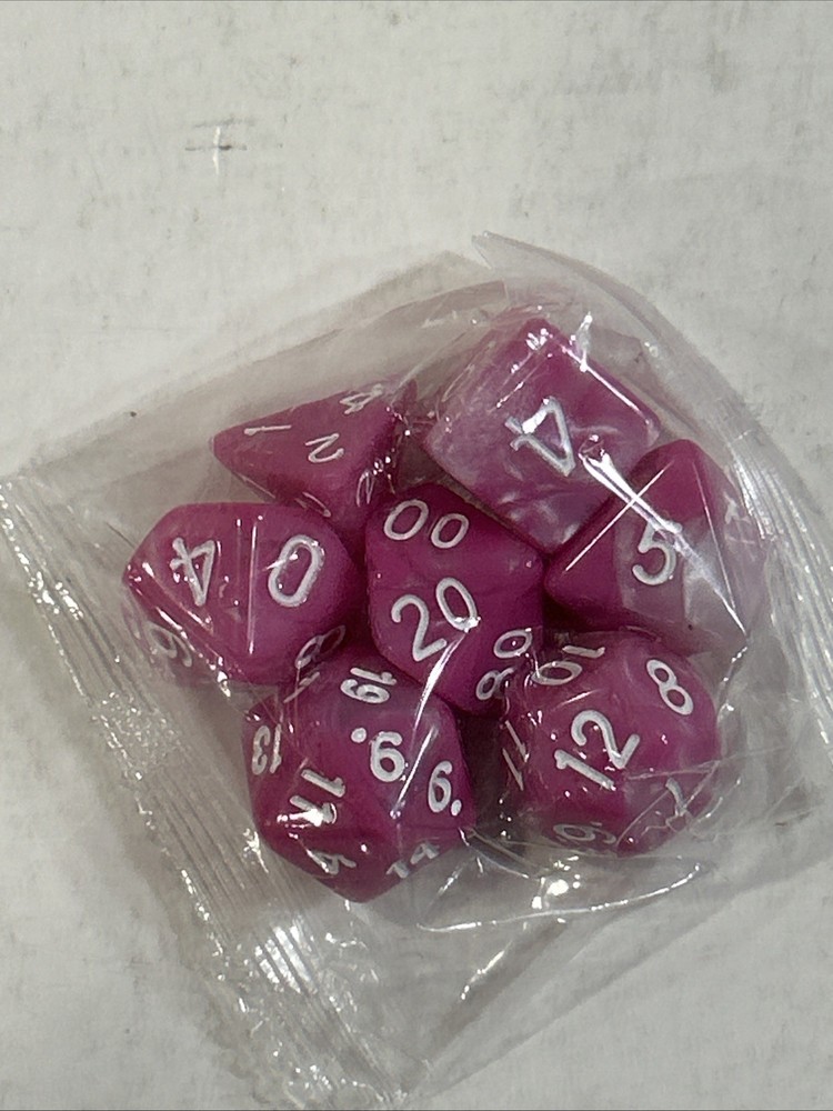 Marbled Pink 7 Dice Set Poly RPG DnD Dungeons Dragons AD&D Pathfinder d20
