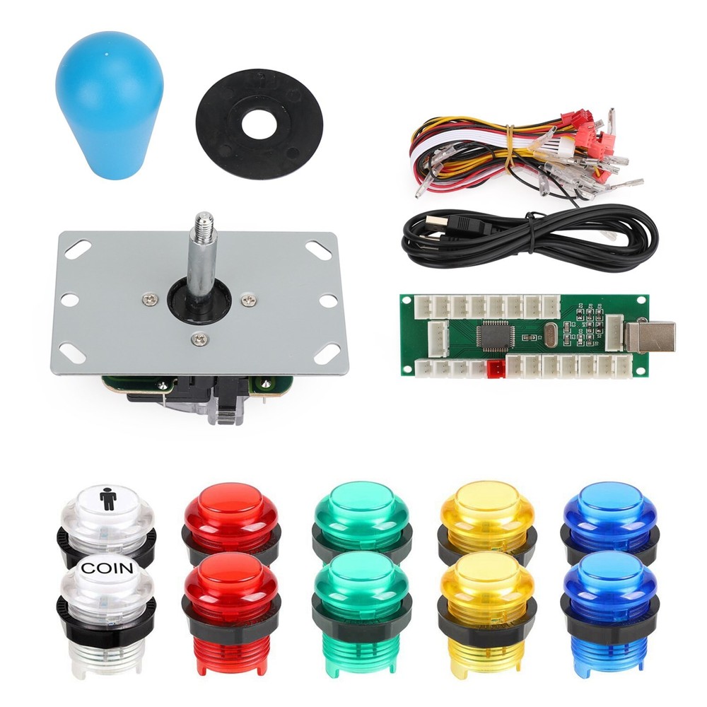 Arcade 1 Player DIY Kit 5V LED Light Buttons Fit for PC Games Raspberry pi 2 3 E