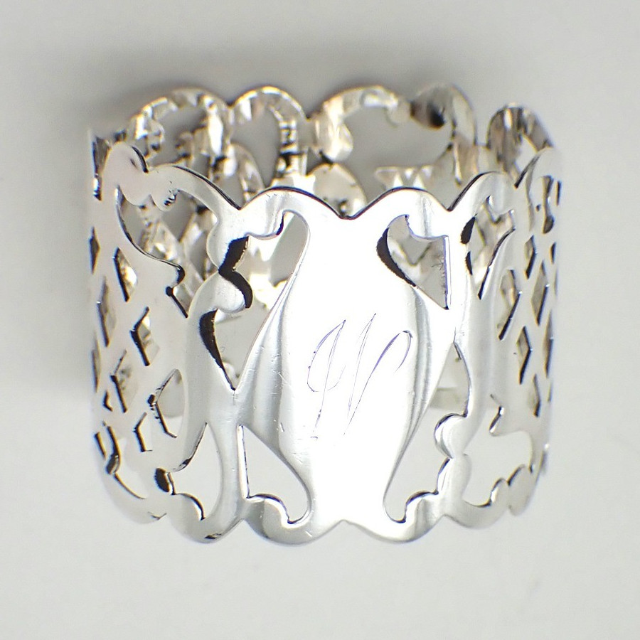 Openwork Napkin Ring Sterling Silver Mono W