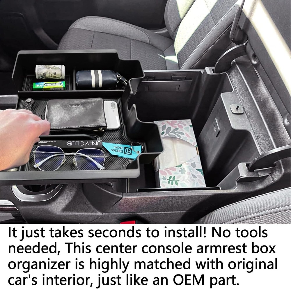 Full Size Center Console Organizer Tray Compatible with 2019-2022 Chevy Silverad