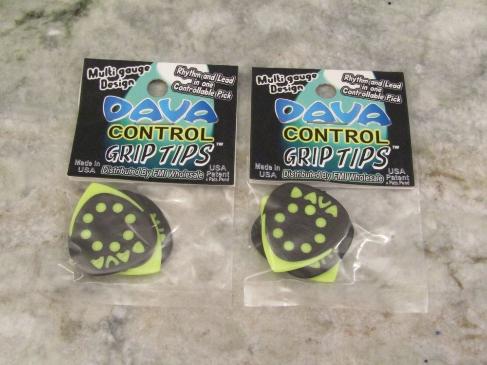 6 DAVA CONTROL GRIP TIPS GUITAR PICKS - GREEN