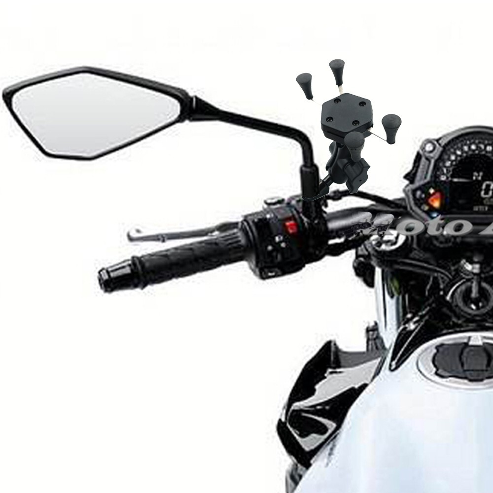 Phone Holder Triple Tree Stem Fork Stem Mount GPS Navigation Mirror Bracket 23