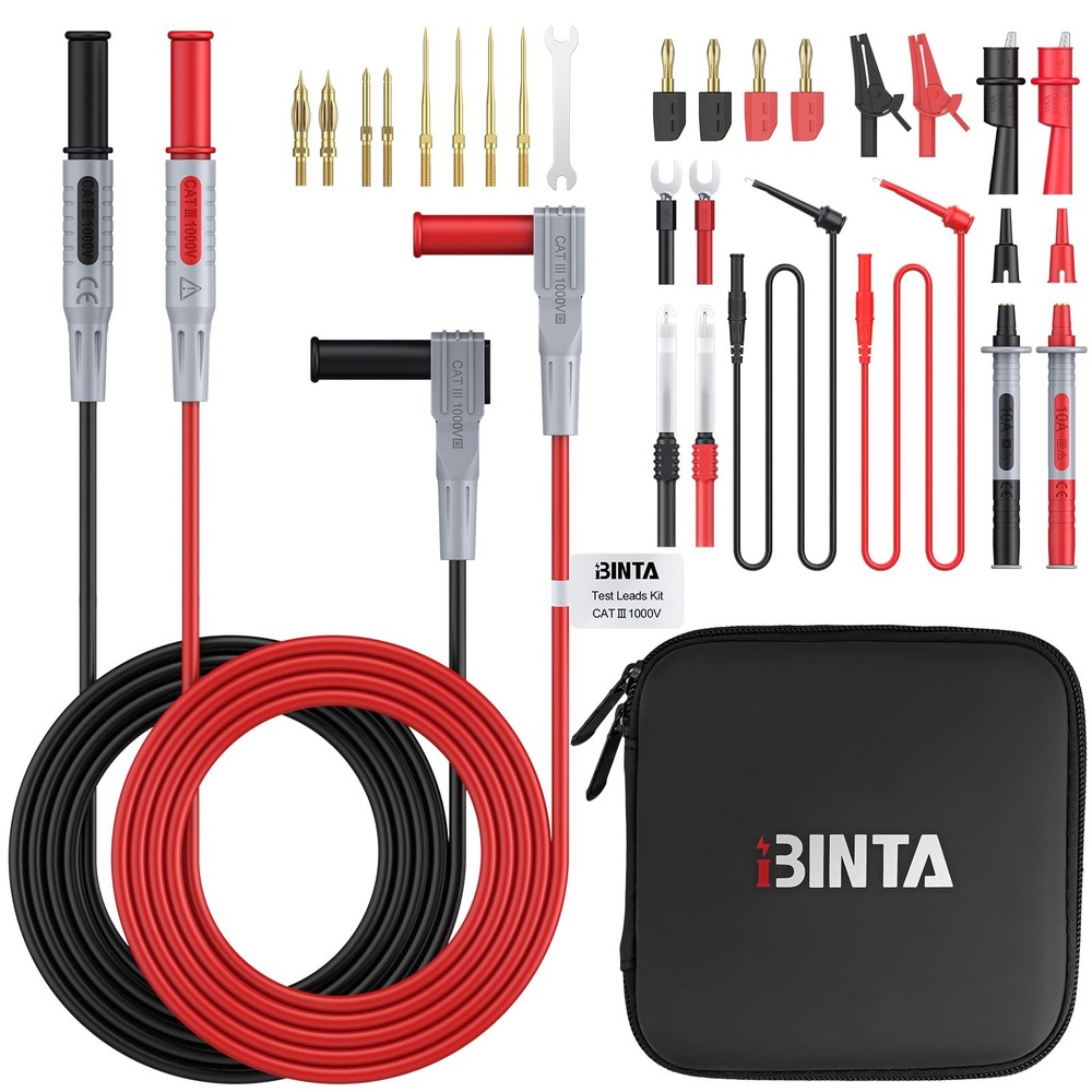 28PCS Silicone Multimeter Leads Kit with Replaceable Gold-Plated Test Probes ...