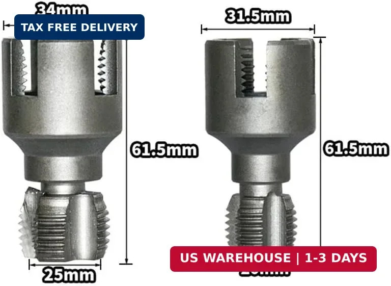 Integrated Internal & External Pipe Threading Tool, 1/2'' 3/4'' Dual-Function Pi