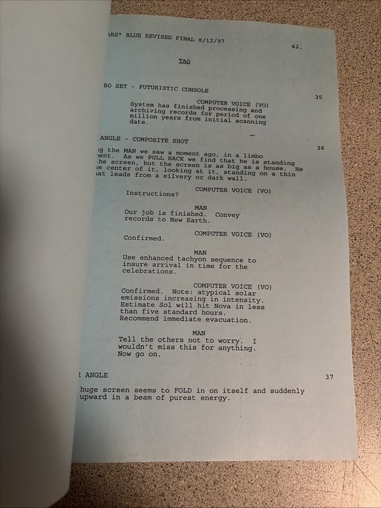 BABYLON 5 TV Show Script Screenplay 1997 S5 Deconstruction J Michael Straczynski