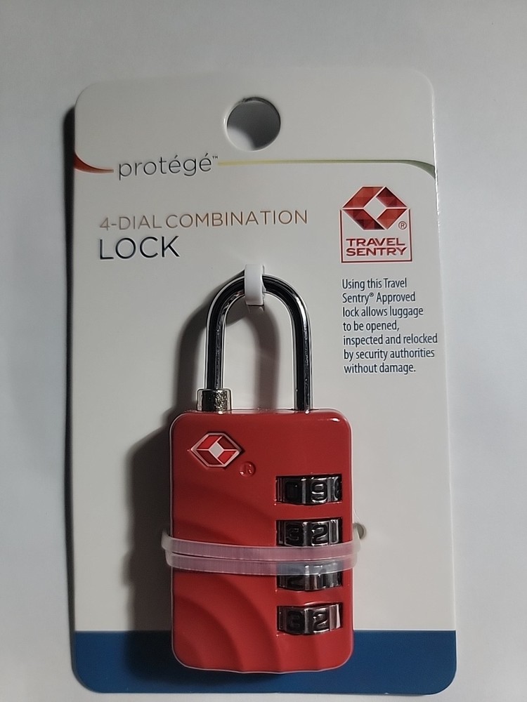 Protege 4-Dial Combination Luggage Lock, Red