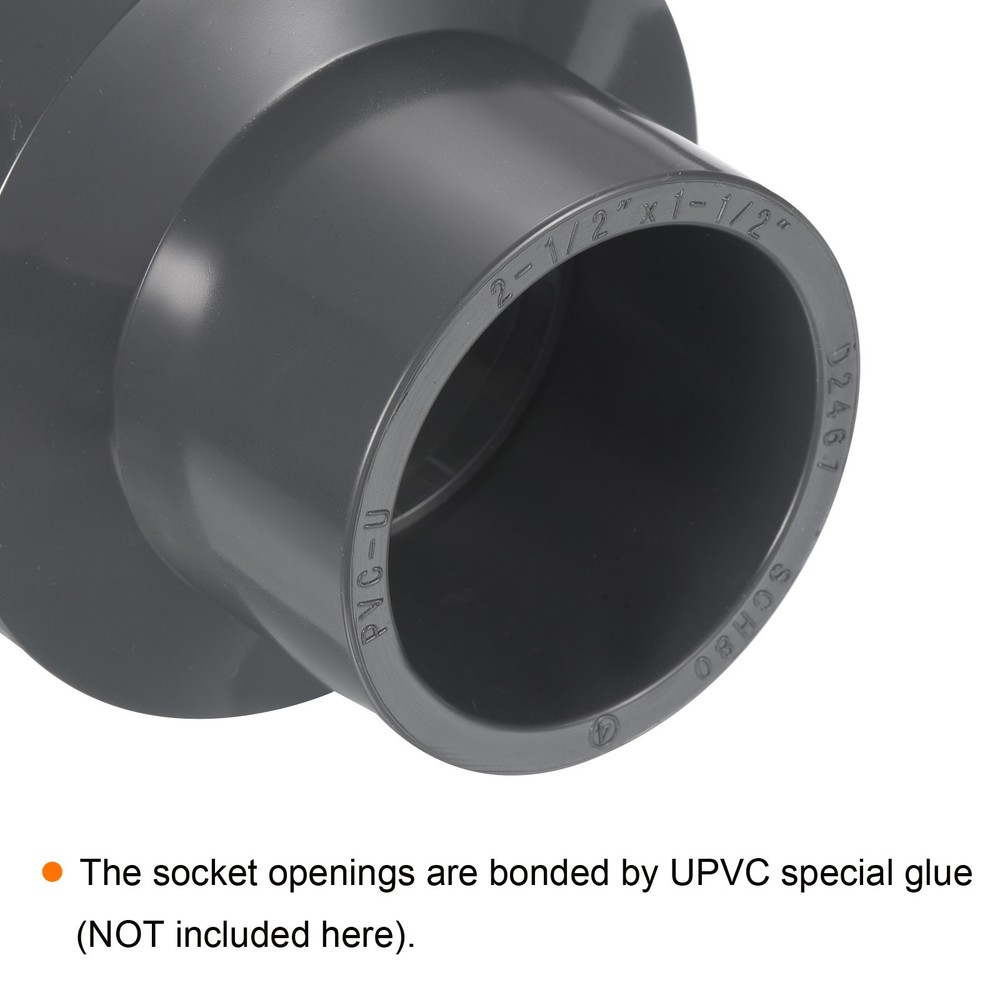 UPVC Reducer Pipe Fitting 2-1/2" x 1-2/2" Program Socket 80 2pcs