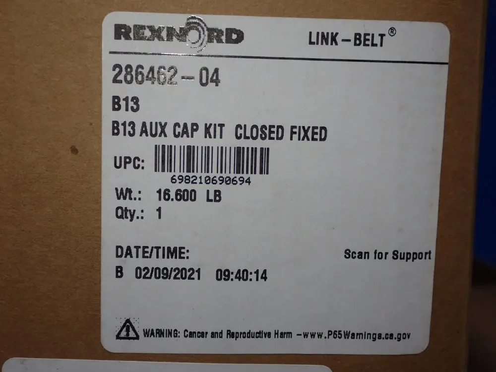 REXNORD AUX CAP KIT COSED FIXED 286462-04