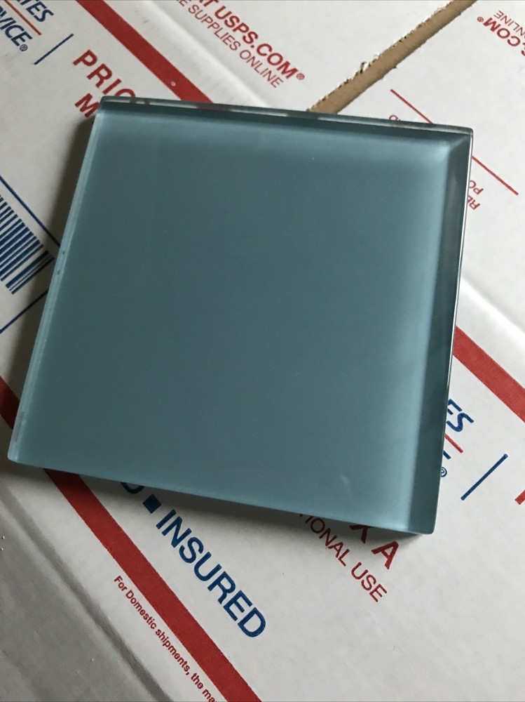 1 - CLEAR Blue 4"x 4" THIN GLASS SQUARE TILE