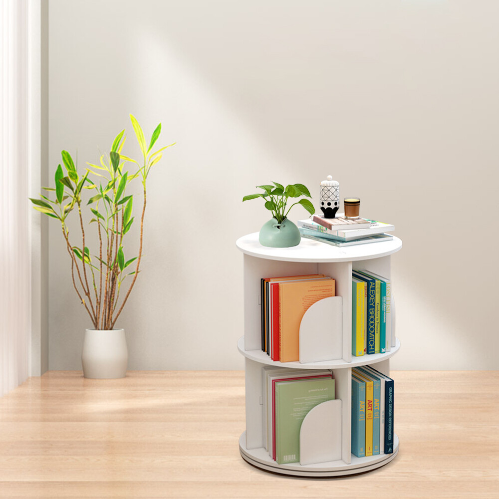 360° 2 layers Rotating Bookshelf Organizer Standing Storage Shelf Bedroom Study