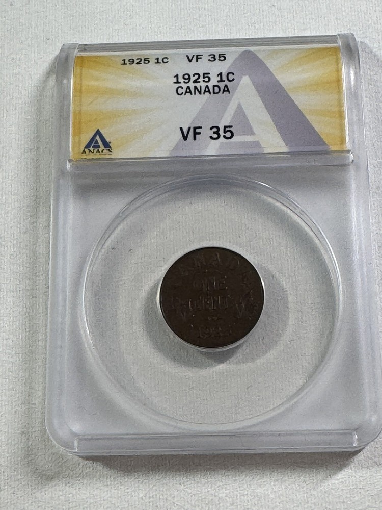 1925 Canada 1 Cent Graded VF 35 by ANACS