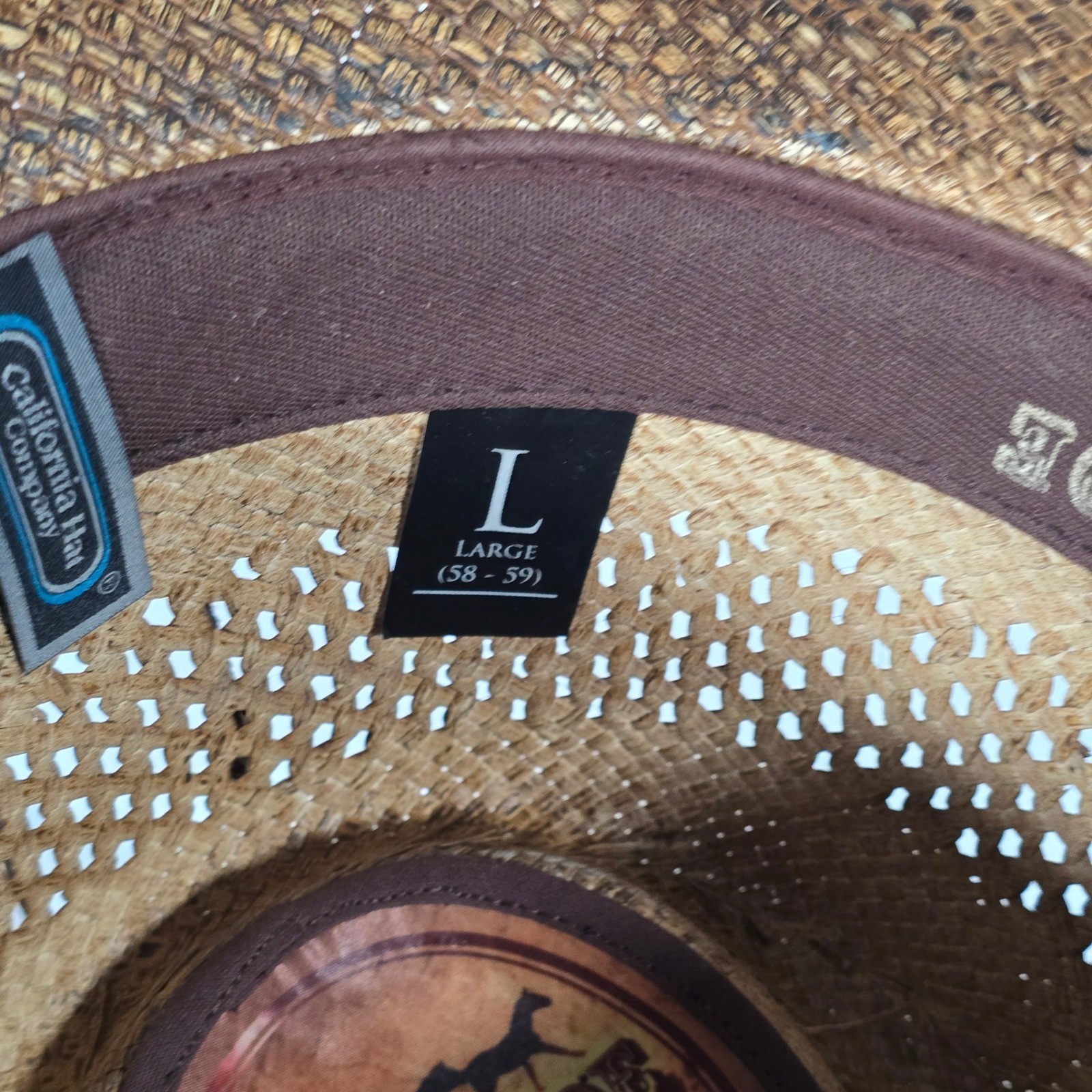 Stampede Hats Darling Cowboy Hat Tequilla Straw Size Large Brown Hearts Wings