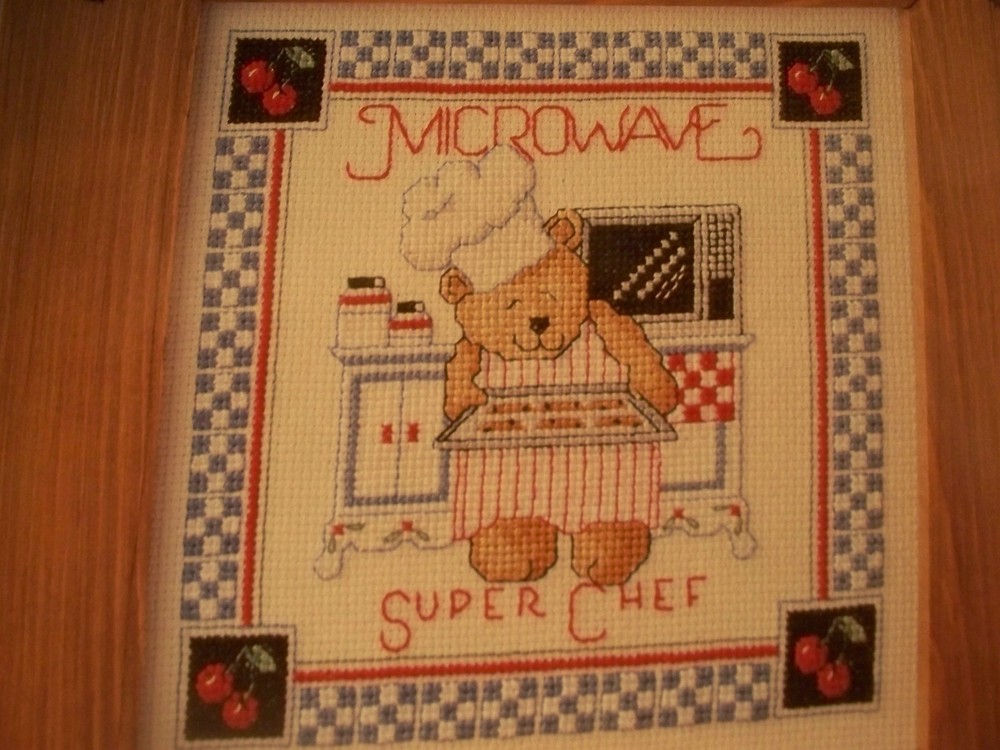 Microwave Super Chef Teddy Magazine Cross Stitch Pattern (A)