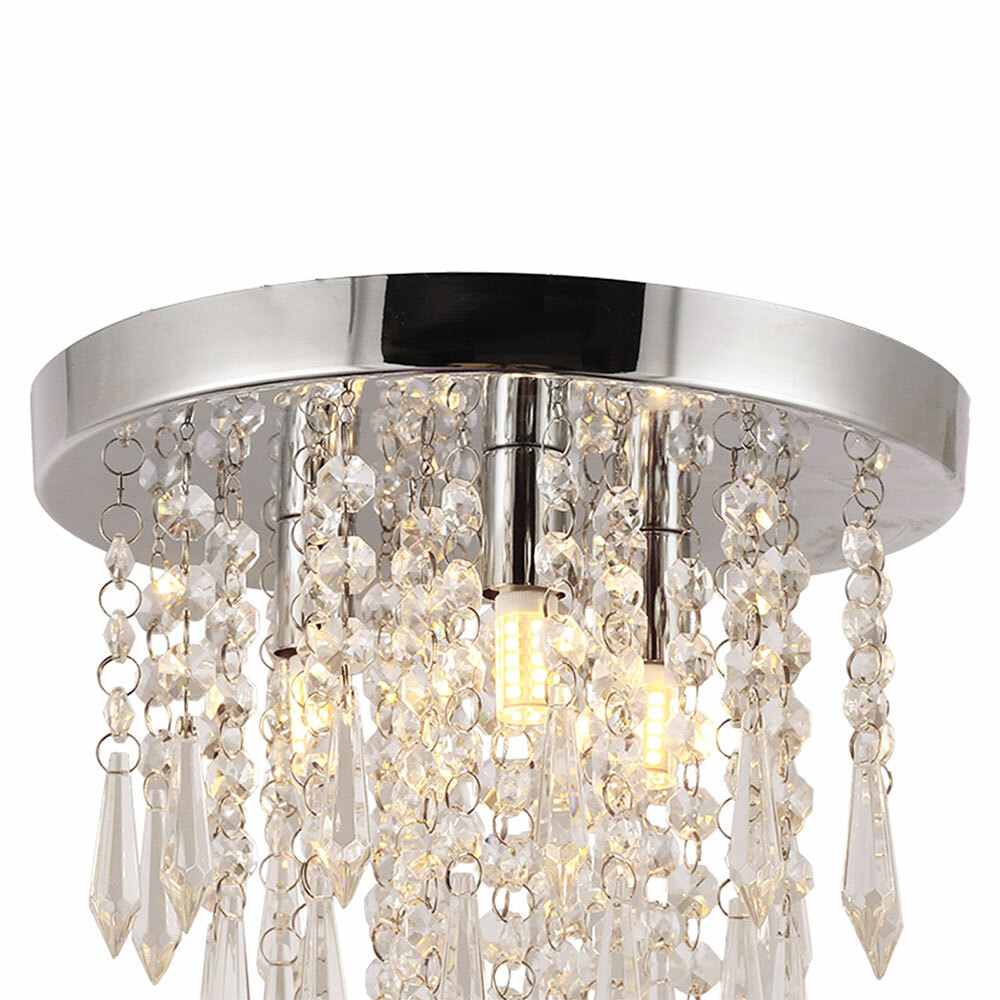 Silver Crystal Chandelier Small Modern Chandelier Mini Ceiling Light Flush Mount