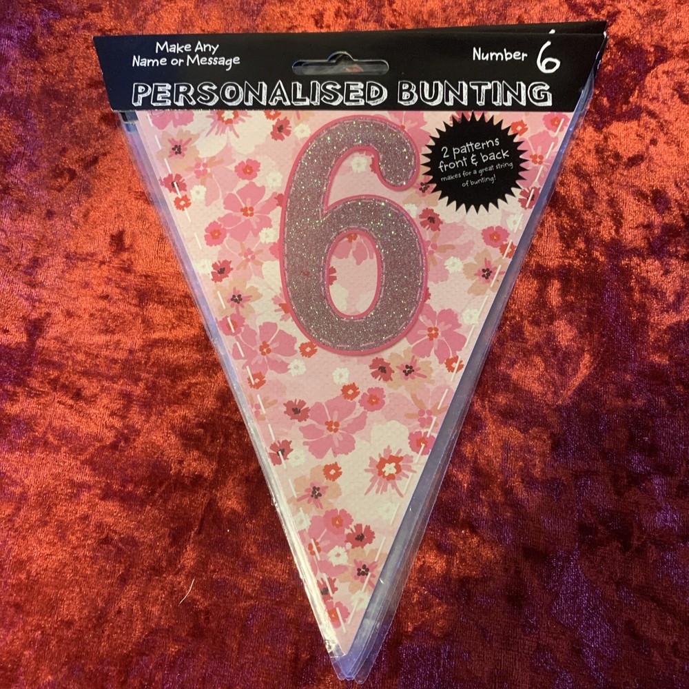 Make Any Message Or Name Personalised Bunting Pink  Number 6