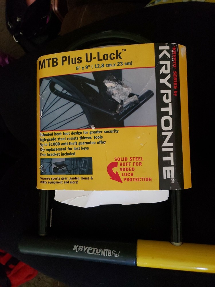BIKE LOCK Kryptonite MBT 5" x 9"  Solid steel kuff Ergo Dynamic Angle Jam Proof