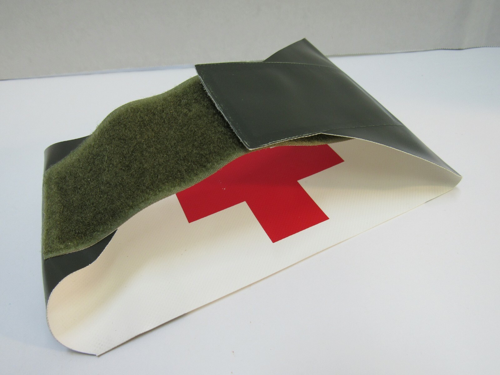 Vintage Swedish Red Cross Armband Medic First Aid OD White Reversible NOS Sweden