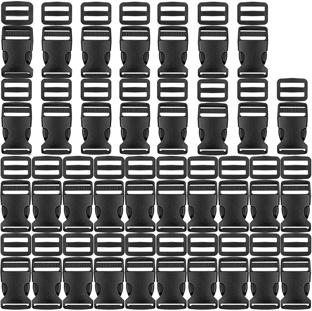 300PCS Plastic Webbing Straps Backpack 25MM (150* Slides Release & 150* Buckles)