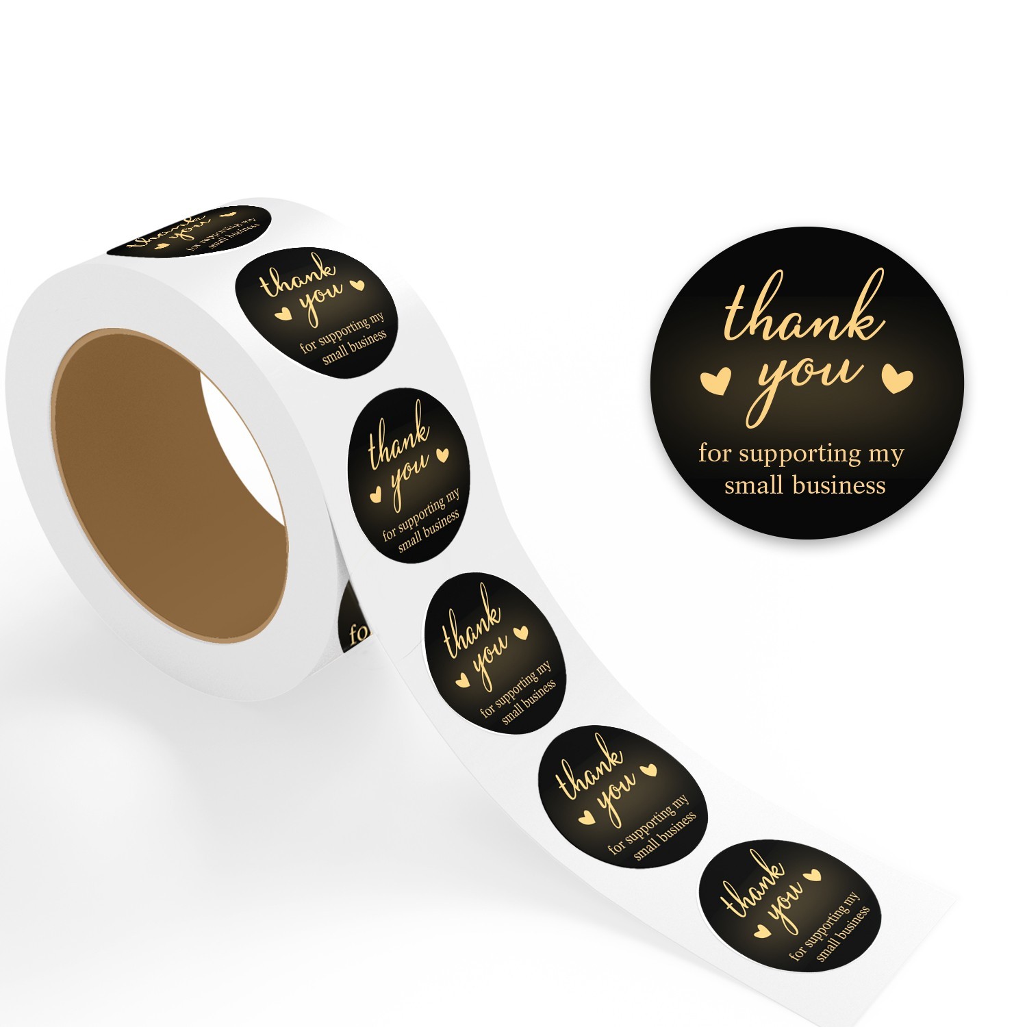 StickerJet Thank You for Supporting My Small Business Stickers 500 Pcs Roll 2x2"
