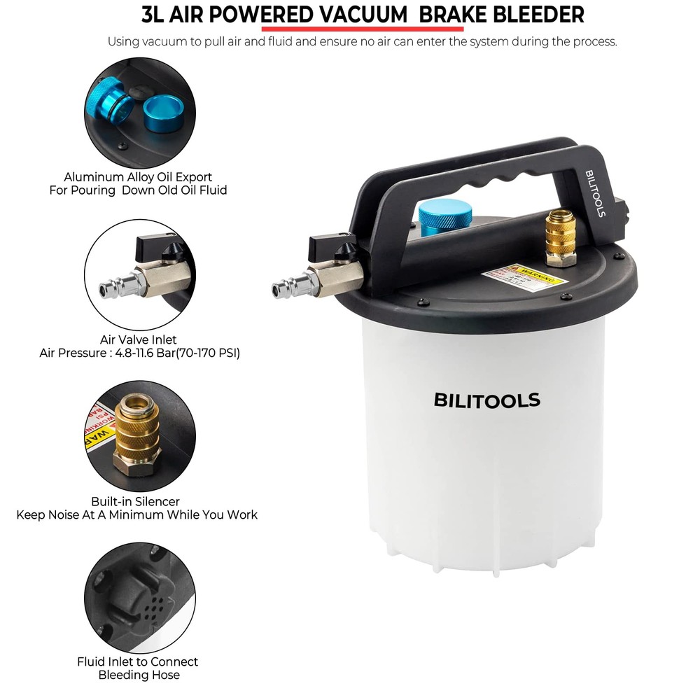 BILITOOLS 3L Brake Bleeder Vacuum Universal,Pneumatic, Universal,Pneumatic
