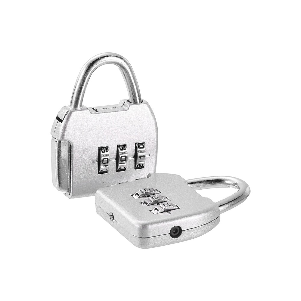 2Pcs Resettable 3 Digit Combination Lock Code Padlock, Silver (47 x 36mm)