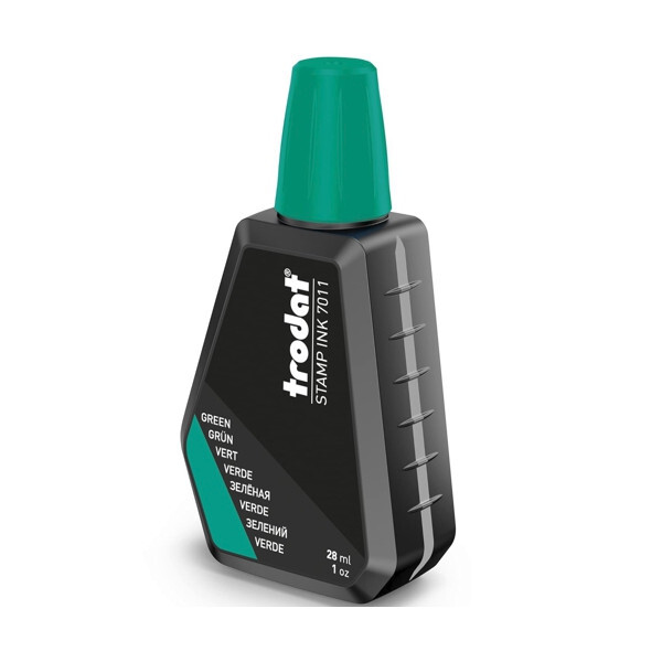 Trodat Stamp Ink 7011 - Refill Stamp Pad Ink - 1 oz. Bottle - GREEN INK