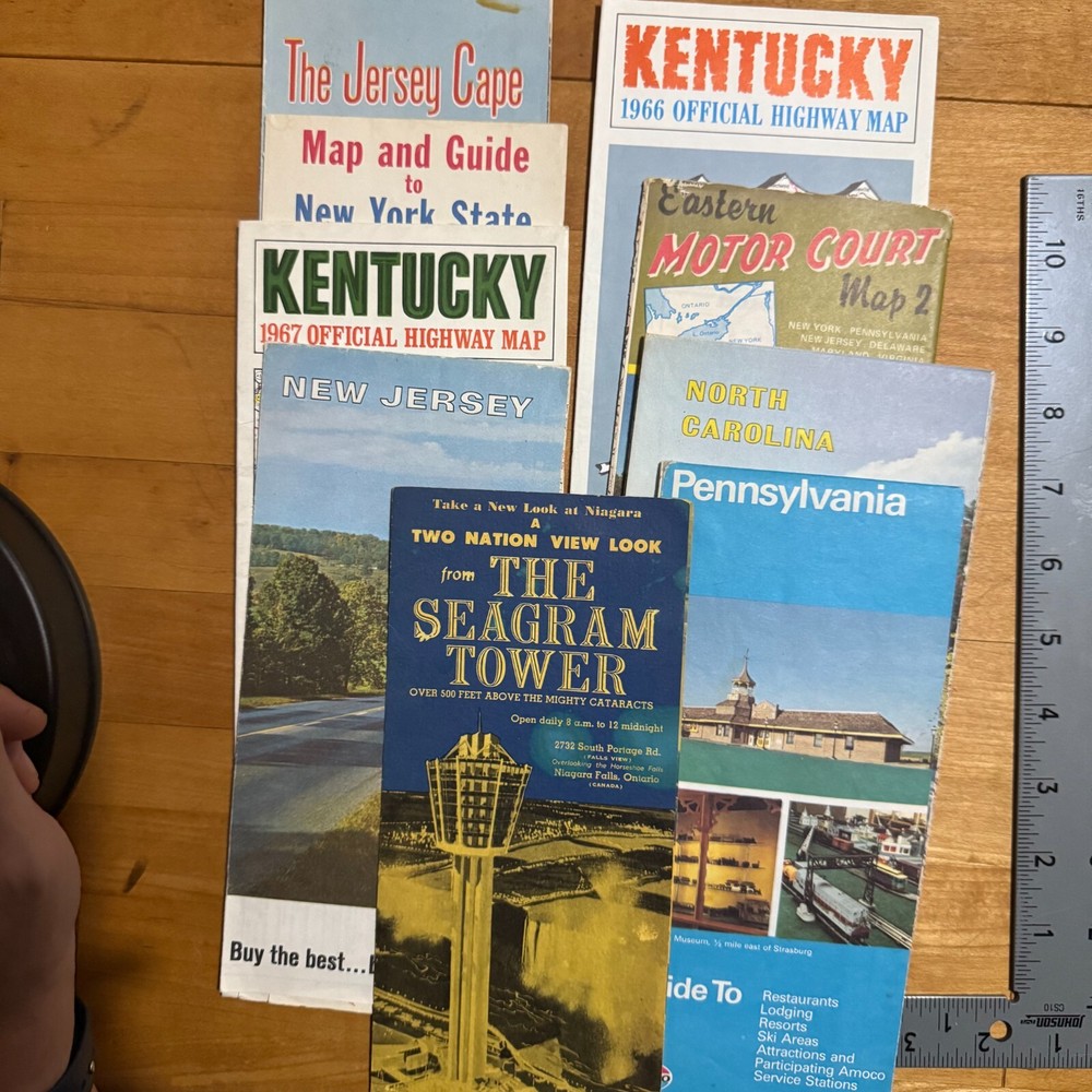 9 Piece Lot US State Maps Seagram Tower Niagara Falls Guide