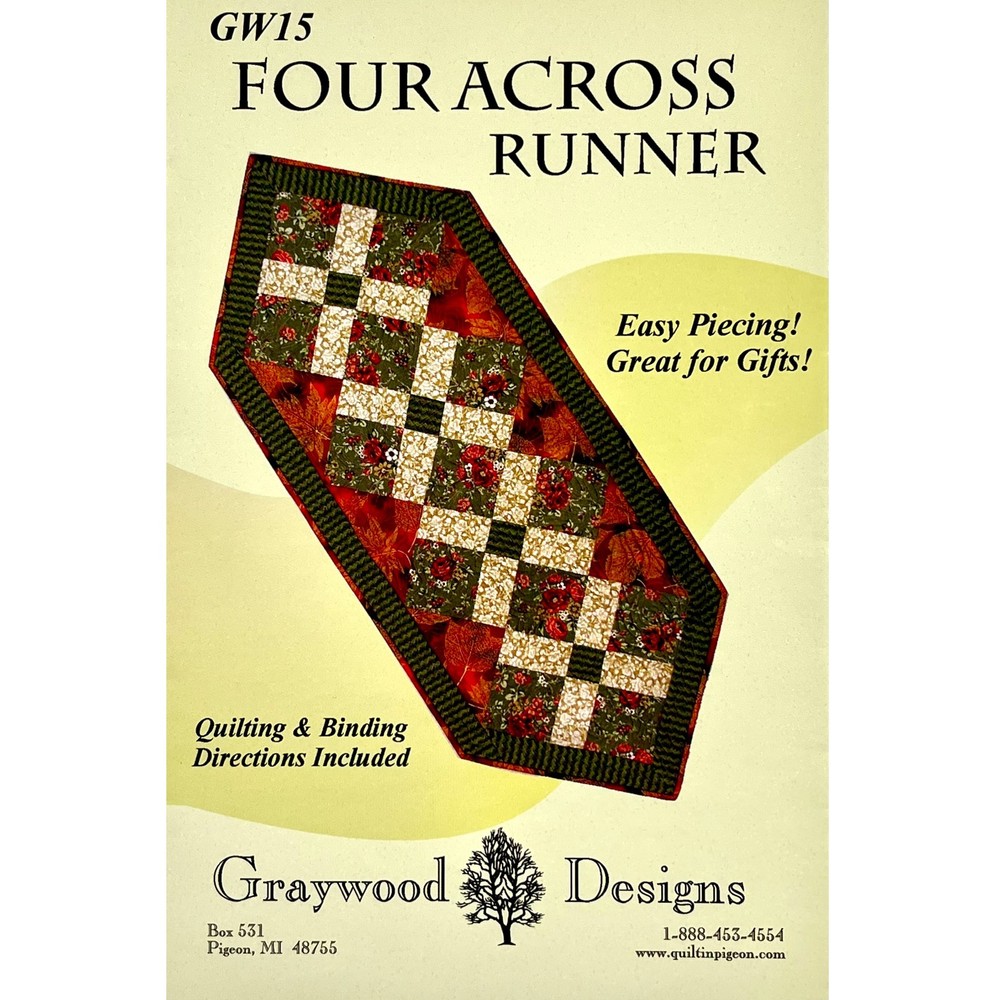 Table Runner Quilt Pattern: Four Across Runner GW15 by Graywood Designs