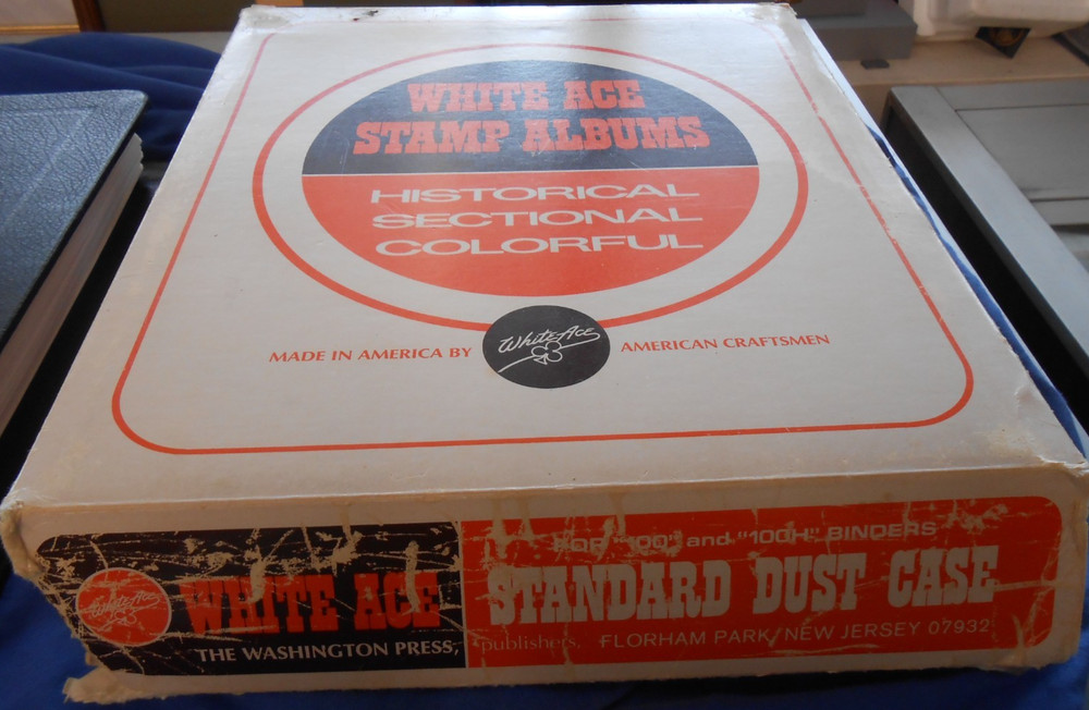 WHITE ACE COMMEMORATIVE STAMPS OF THE UNITED STATES ALBUM WITH DUST COVER & BOX