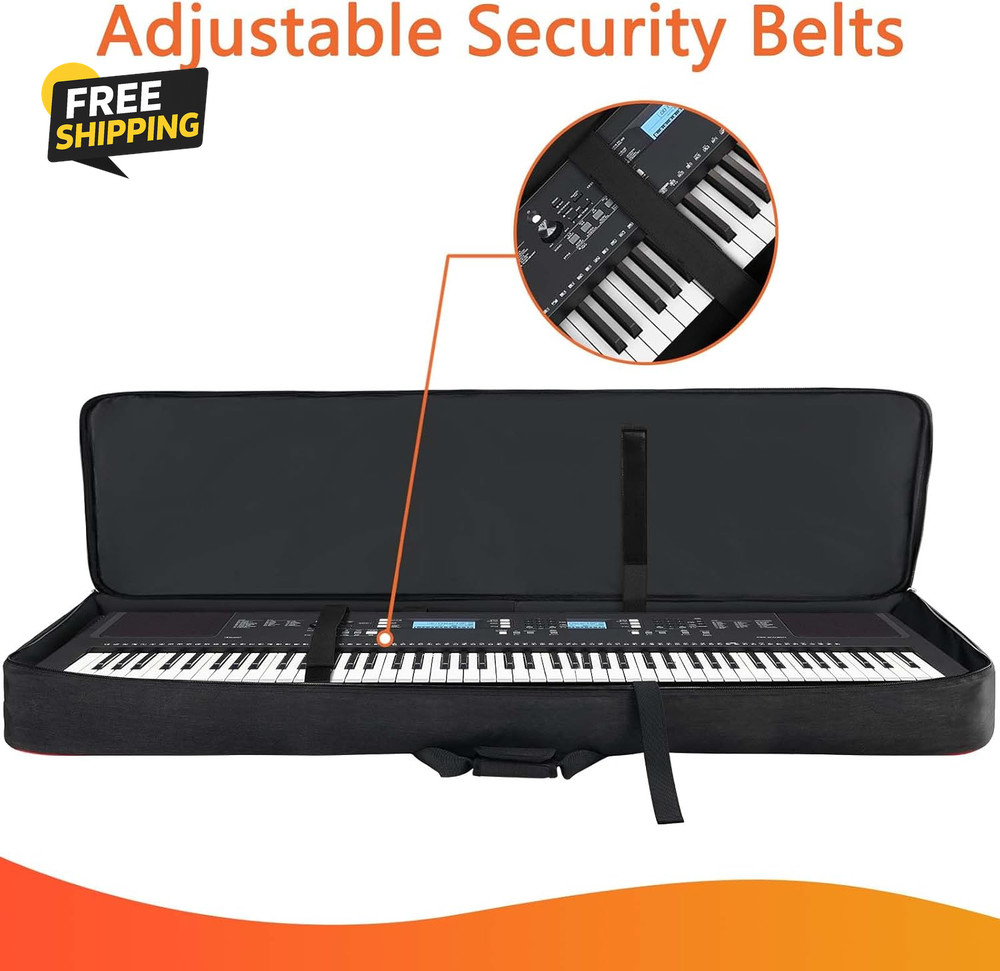 76 Key Keyboard Case, Soft Padded Piano Case with Handle and Adjustable