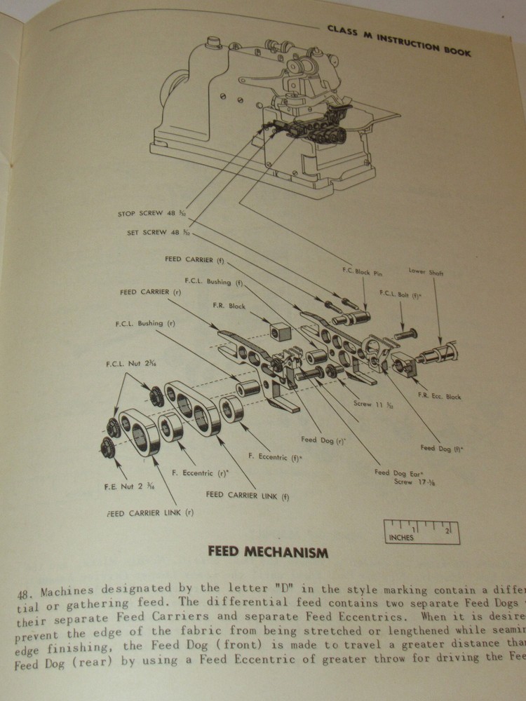 MERROW SEWING MACHINE CLASS M INSTRUCTIONS FOR SETTING UP & OPERATING! MANUAL!