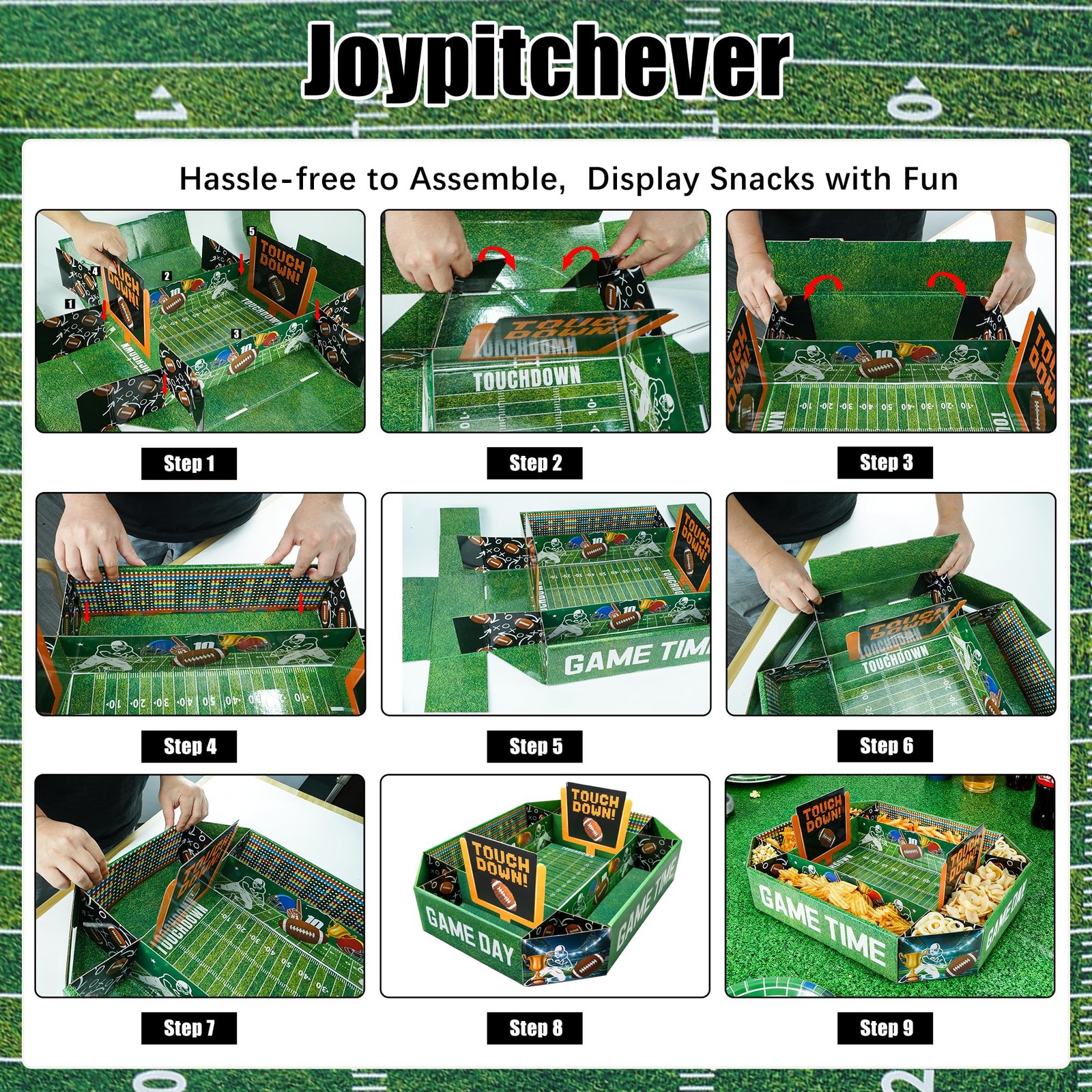 Joypitchever Football Party Decorations, Large Snack Food 7" x 1" x 1", Green