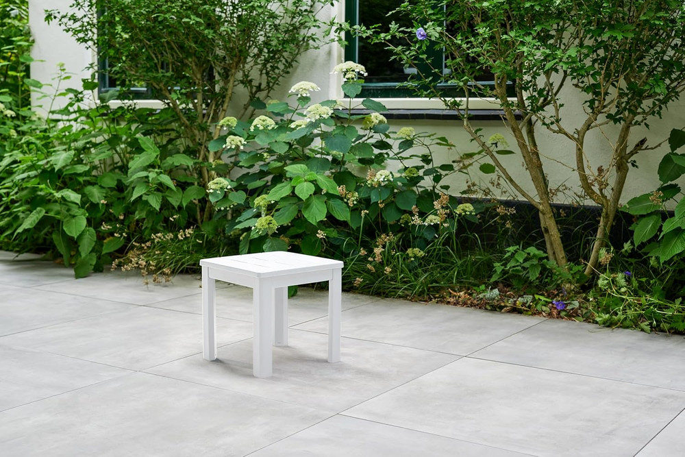 Outdoor Chaise Side Table - White
