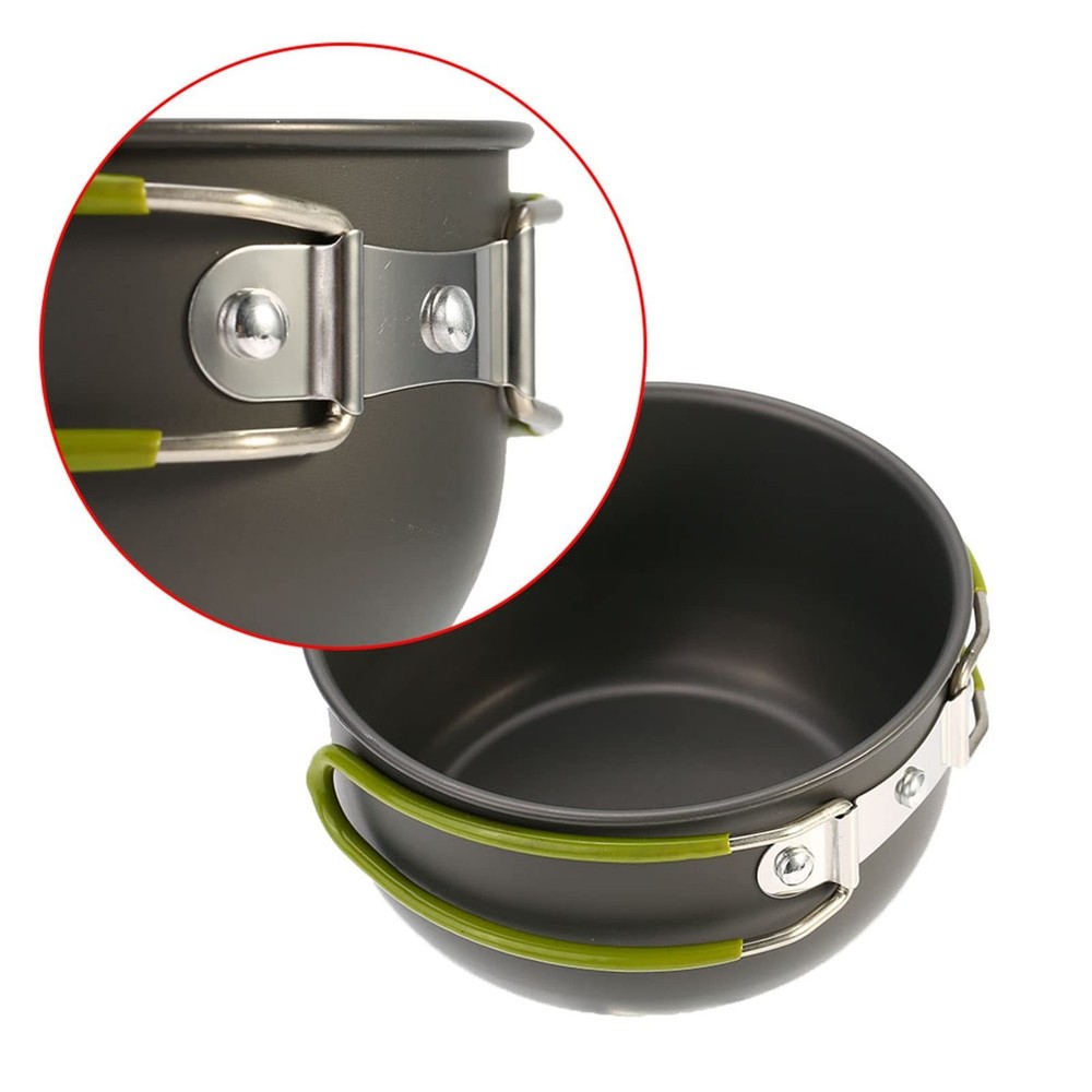 Dilwe Camping Cookware Set, Portable Backpacking Mess Kit Compact Pot Set wit...
