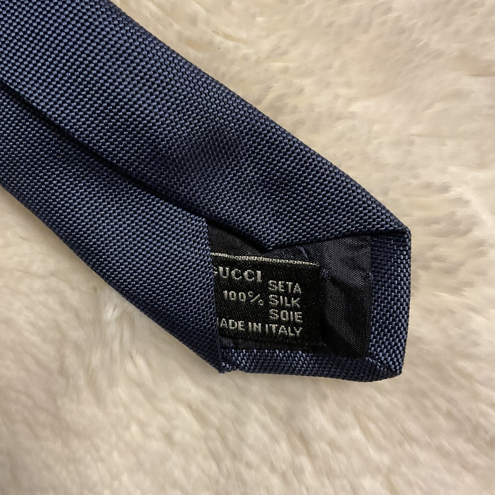 GUCCI Men's Silk Tie Blue Pre-owned Flawed Please read Description