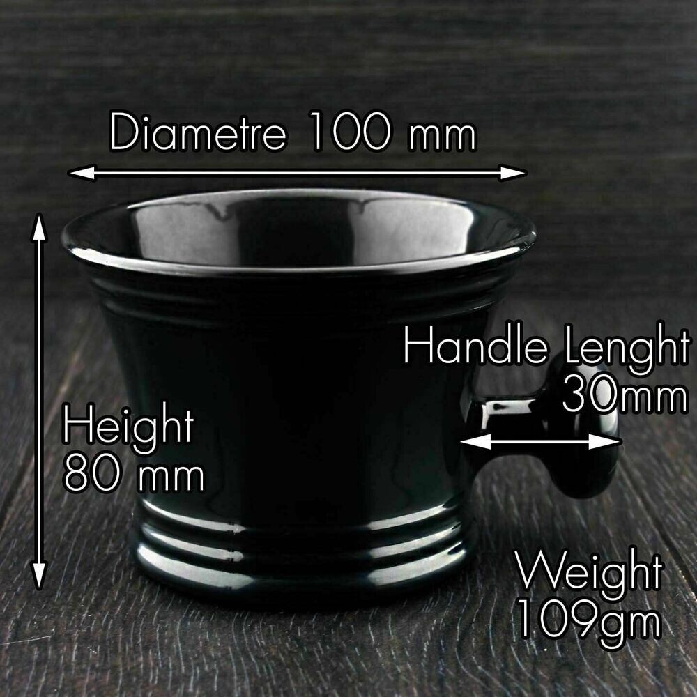 WHITE BLACK Shaving Soap Bowl /Mug With Handle unbreakable plastic light weight
