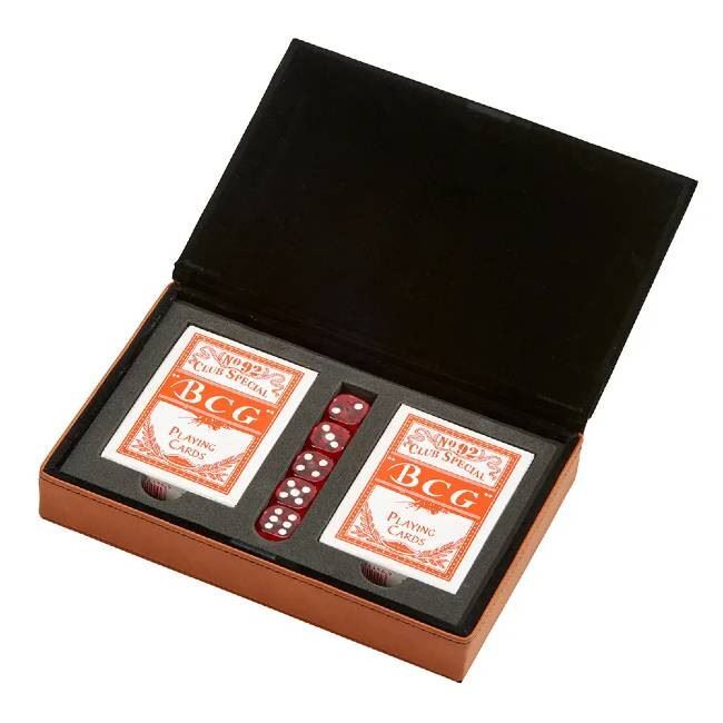 Creative Gifts Leatherette 2 Card Deck Set with Dice