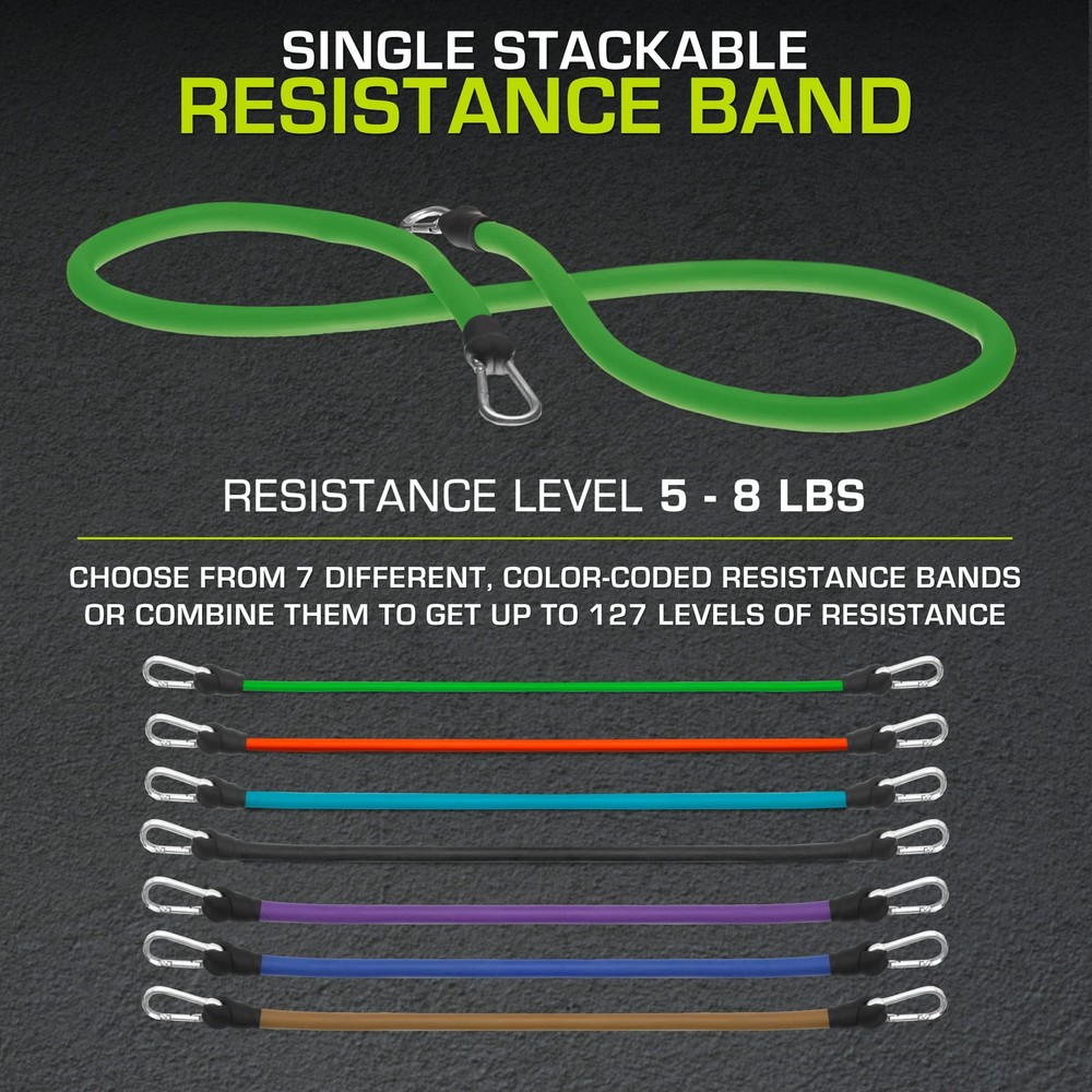 Single Stackable Resistance Bands with Door Anchor and Exercise Guide, 5-8 LB...