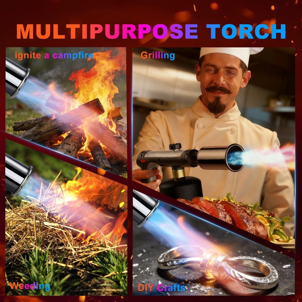 ARTFLAMM Powerful Propane Torch Gun, Kitchen Cooking Torch, Culinary Torch Ca...