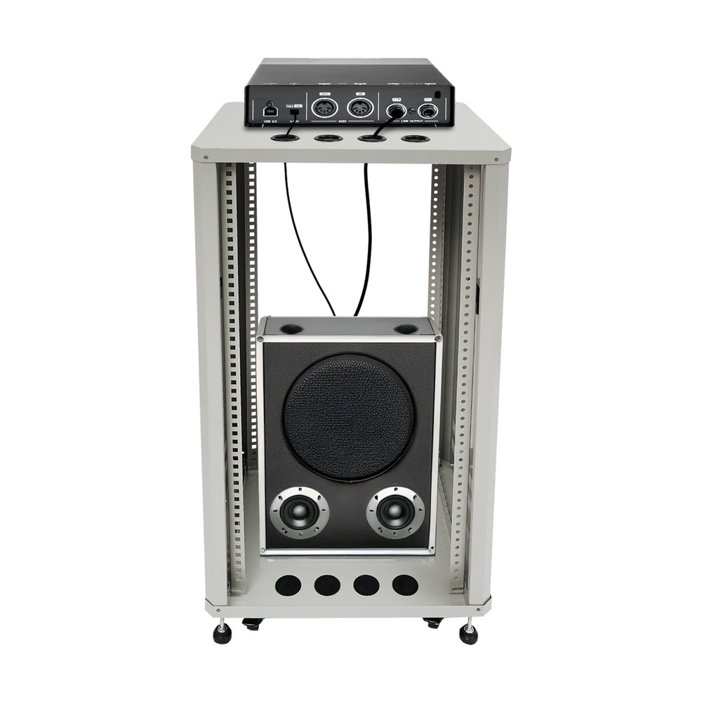 Rolling DJ Mixer Stand, 22U Stereo & Server Rack with Wheels, Open Frame Rack