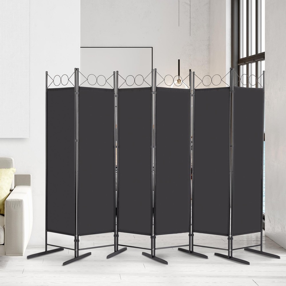6 Panel Room Divider Folding Screen Freestanding Privacy Partition Black