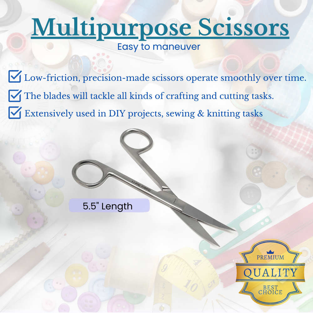 Craft Art Sewing DIY Scissors 5.5" Curved Tips Sharp/Sharp All Purpose Shears