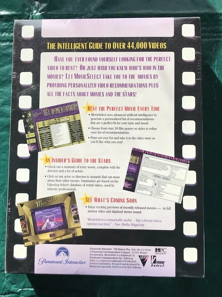 NIP Movie Select MPC Compatible Paramount Interactive Guide Windows PC Sealed