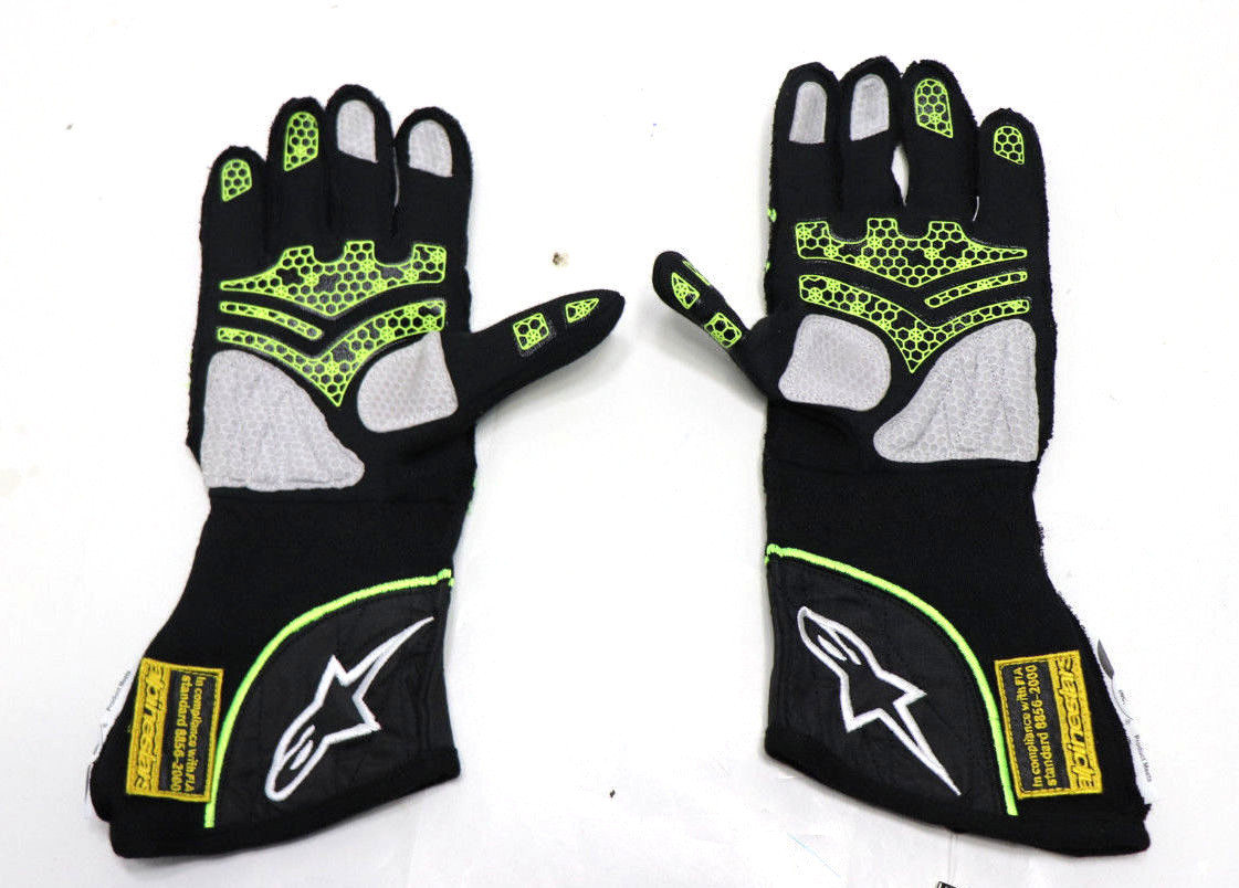 ALPINESTARS GLOVES Tech 1-ZX Nomex Black / Yellow Auto Racing SFI FIA SMALL NEW