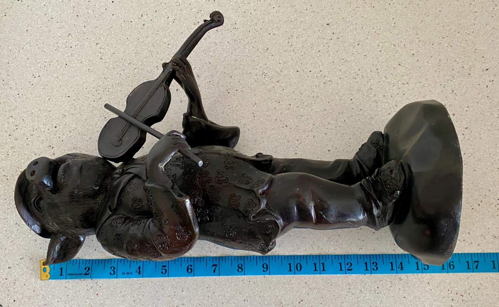 Vtg 16" Bronze Anthropomorphic Pig Sculpture Playing Violin Maitland Smith MCM