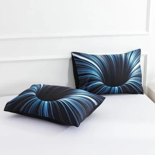 3D Abstract Geometric Comforter Set Line Printed Microfiber Bedding Twin Blue