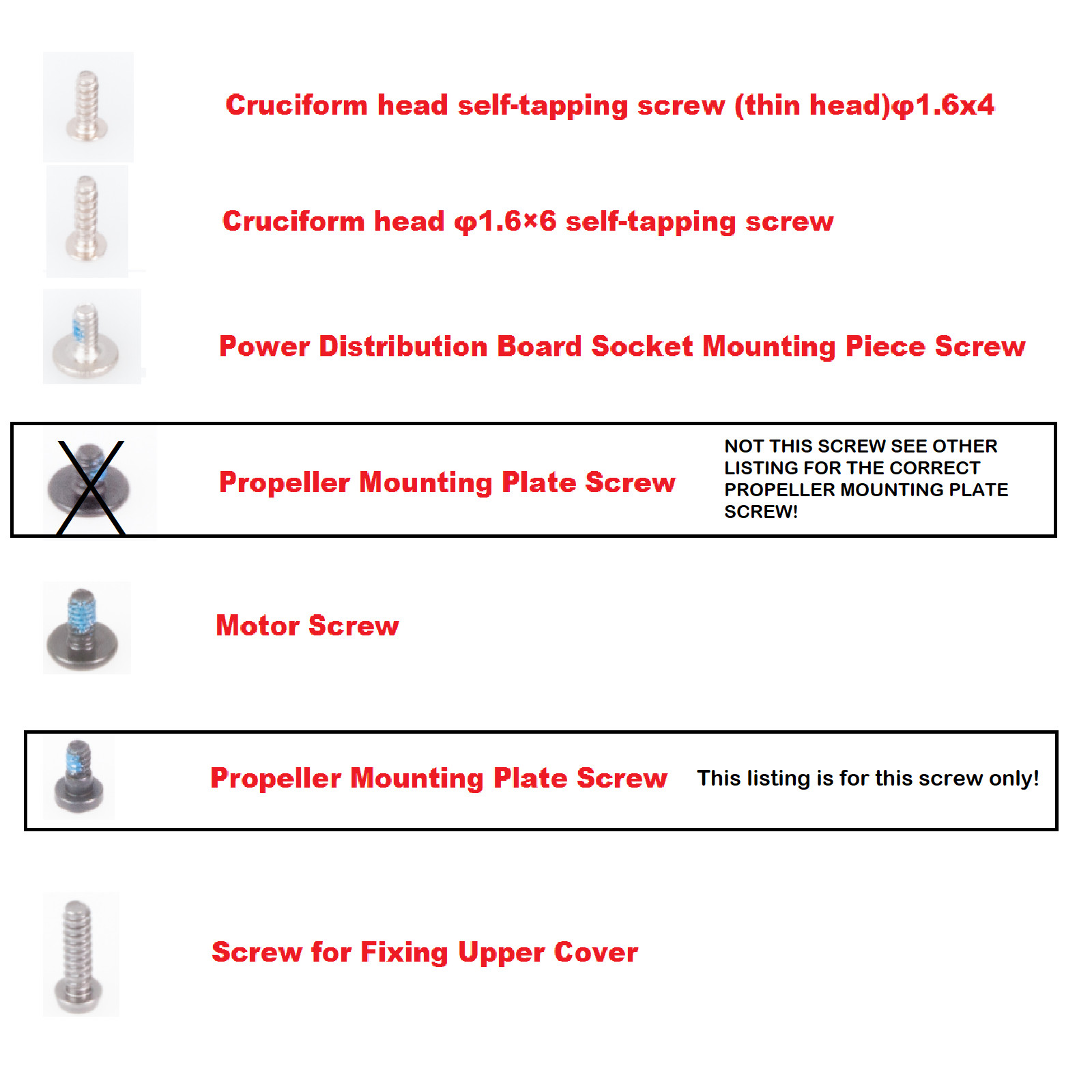 Spark and Mavic Air Propeller Mounting Plate Screw
